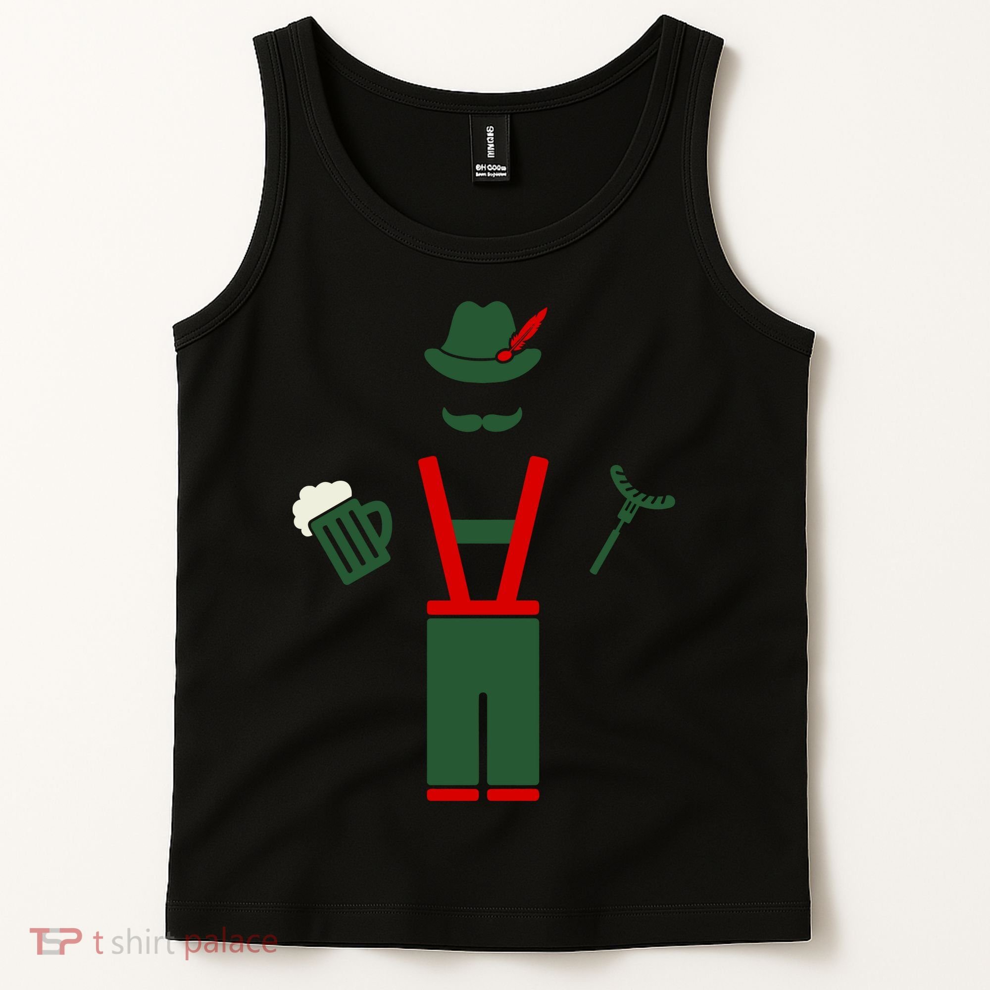 Oktoberfest Mustache Lederhosen Beer & Sausage Icon Tank Top