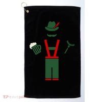 Oktoberfest Mustache Lederhosen Beer & Sausage Icon Golf Towel thumb 0