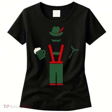 Oktoberfest Mustache Lederhosen Beer & Sausage Icon Women's T-Shirt