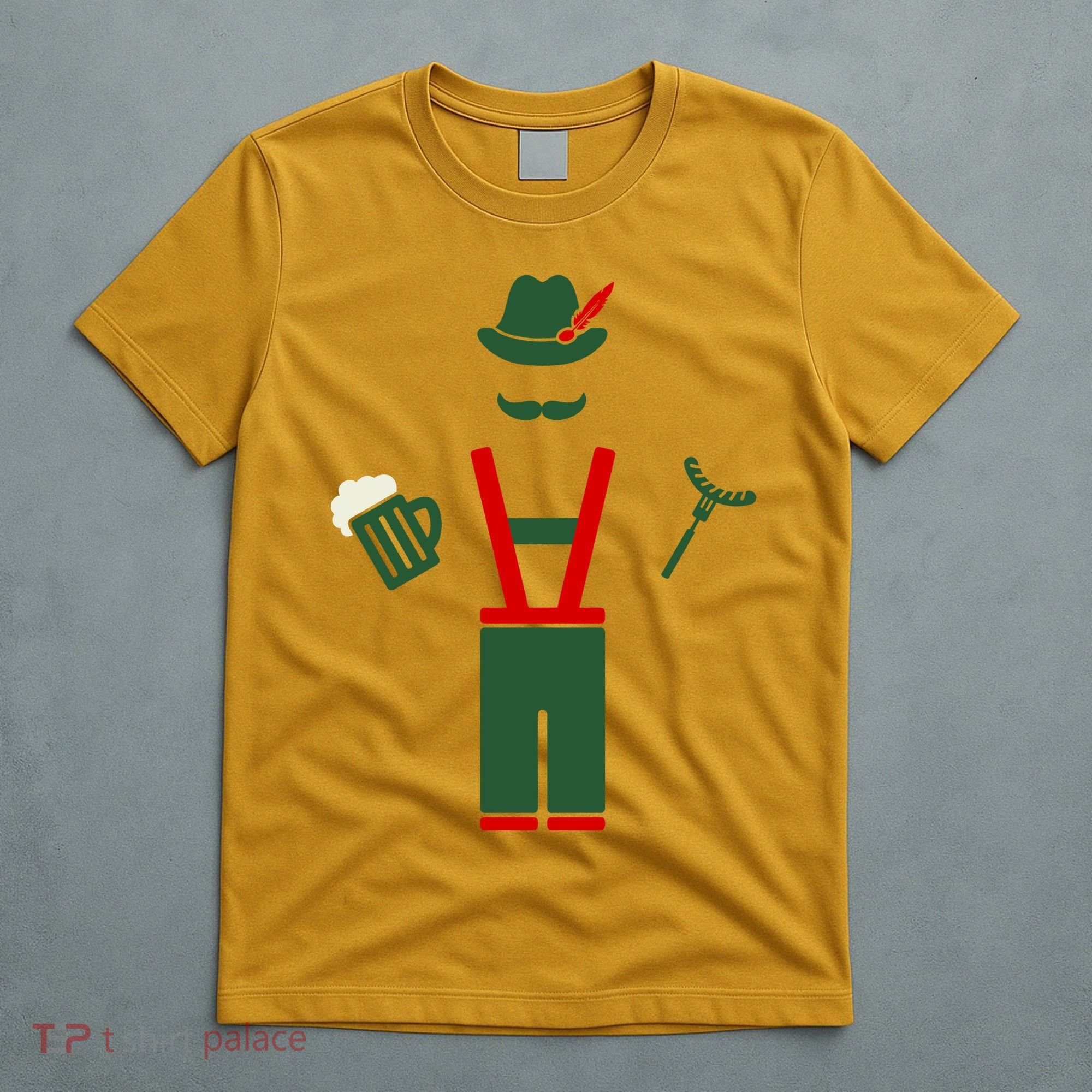 Oktoberfest Mustache Lederhosen Beer & Sausage Icon T-Shirt