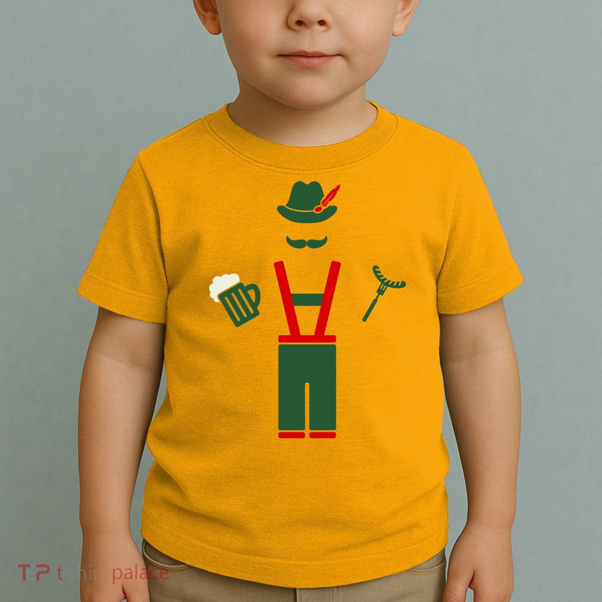 Oktoberfest Mustache Lederhosen Beer & Sausage Icon Toddler T-Shirt