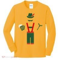 Oktoberfest Mustache Lederhosen Beer & Sausage Icon Kids Long Sleeve Shirt thumb 0