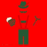 Oktoberfest Mustache Lederhosen Beer & Sausage Icon Santa Hat thumb 1