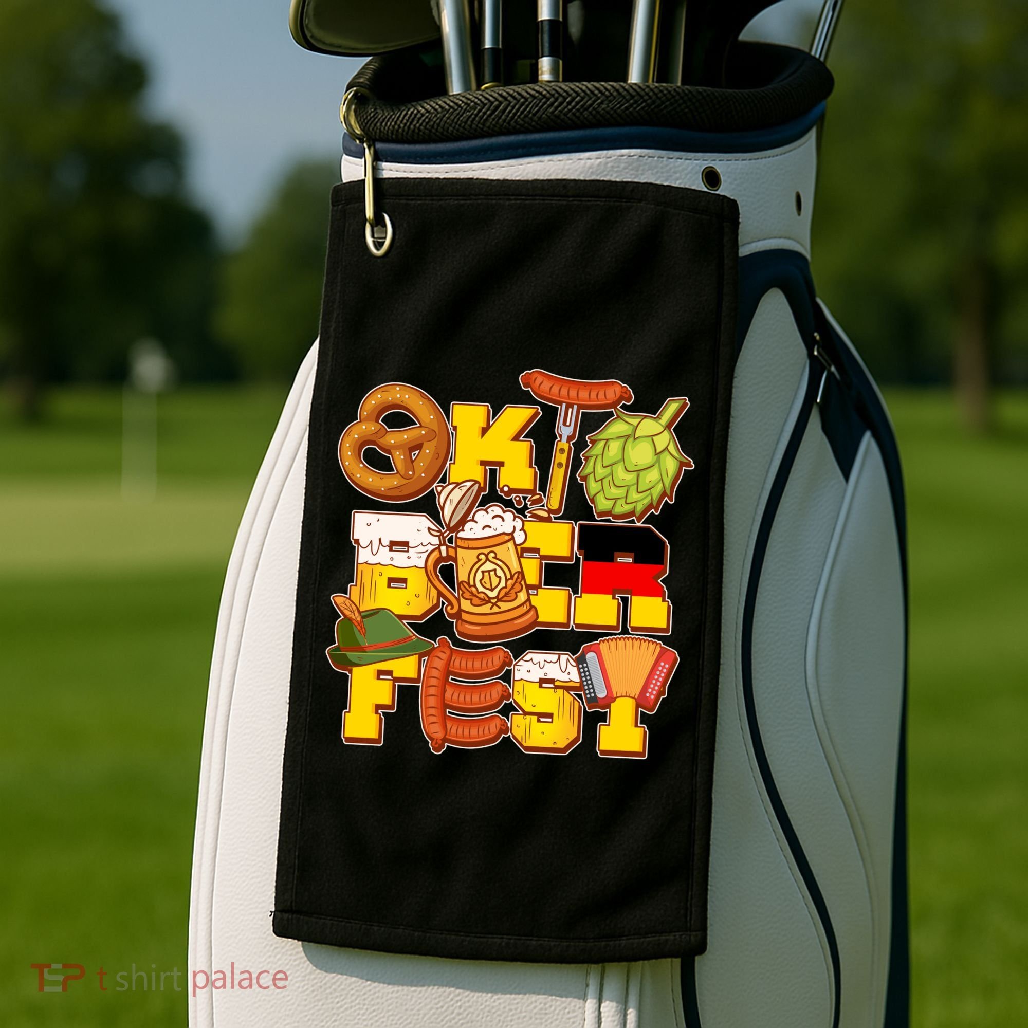 Oktoberfest Party Logo Golf Towel