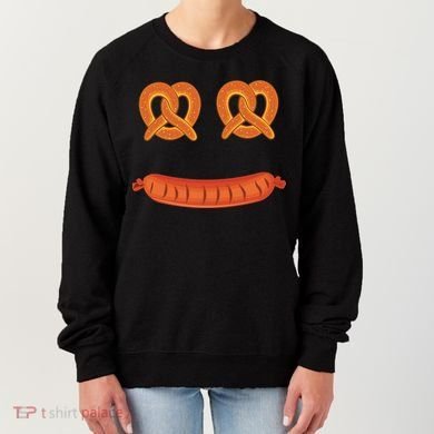 Oktoberfest Pretzel Sausage Smiley Face Women's Sweatshirt