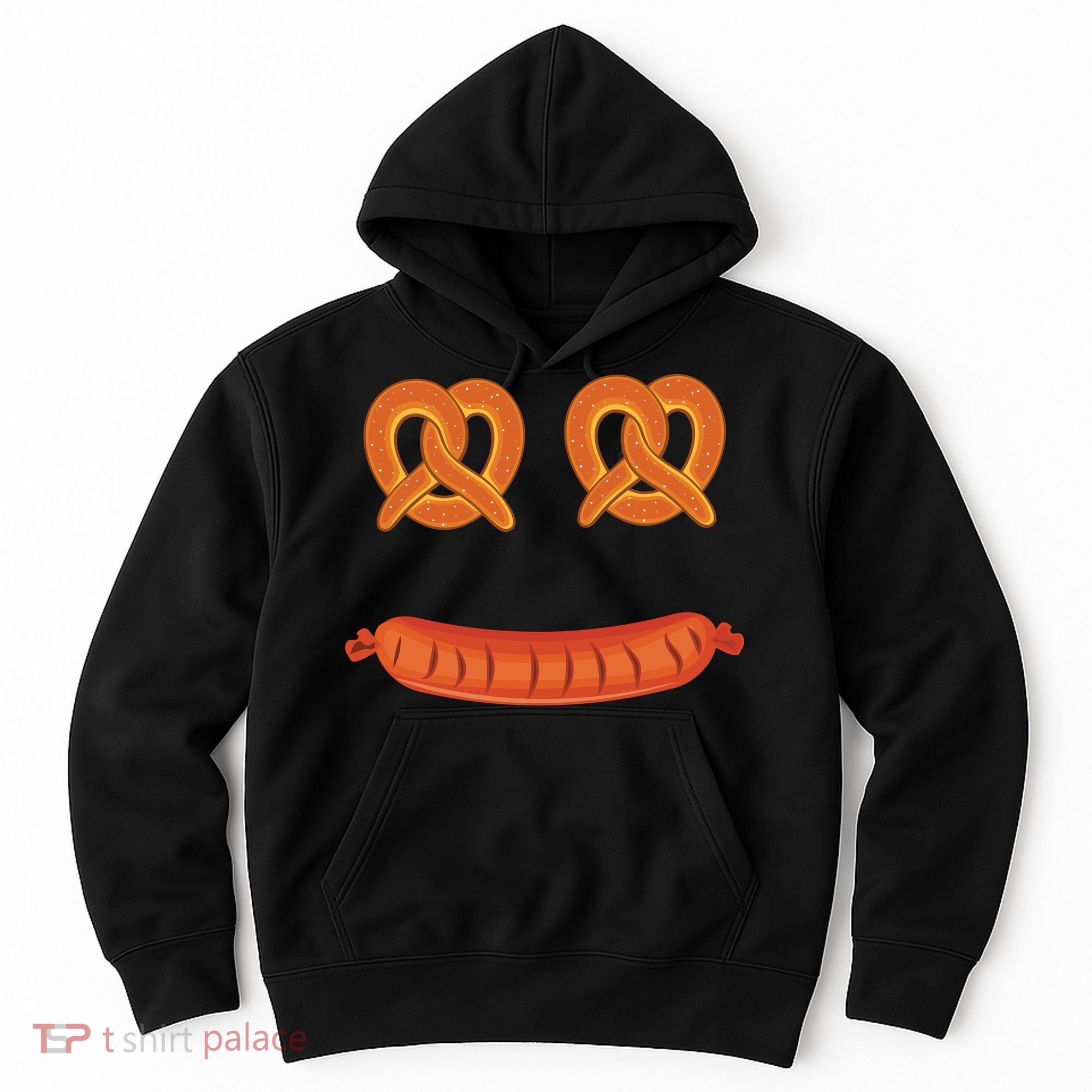 Oktoberfest Pretzel Sausage Smiley Face Hoodie