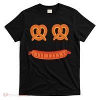 Oktoberfest Pretzel Sausage Smiley Face T-Shirt thumb 0