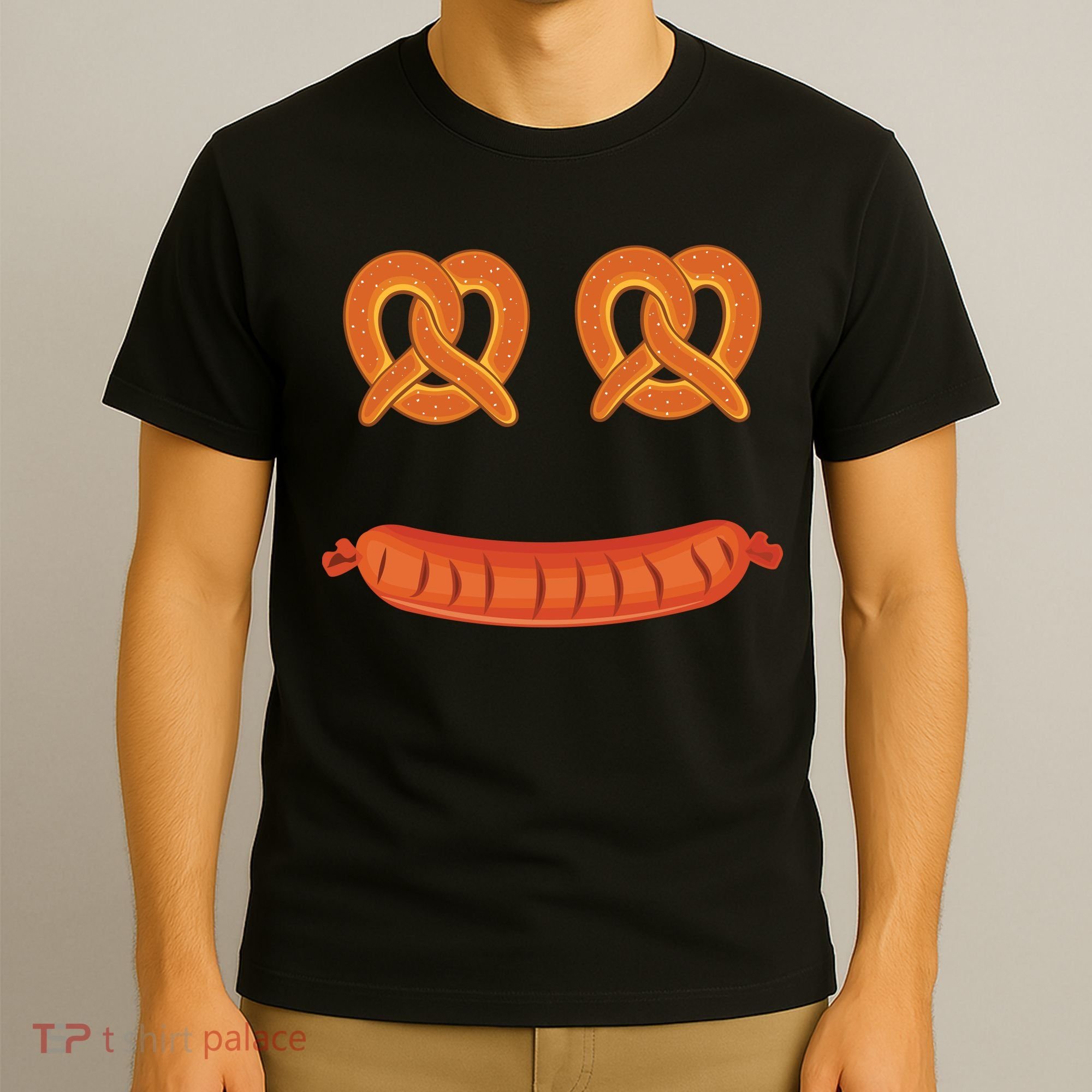 Oktoberfest Pretzel Sausage Smiley Face T-Shirt
