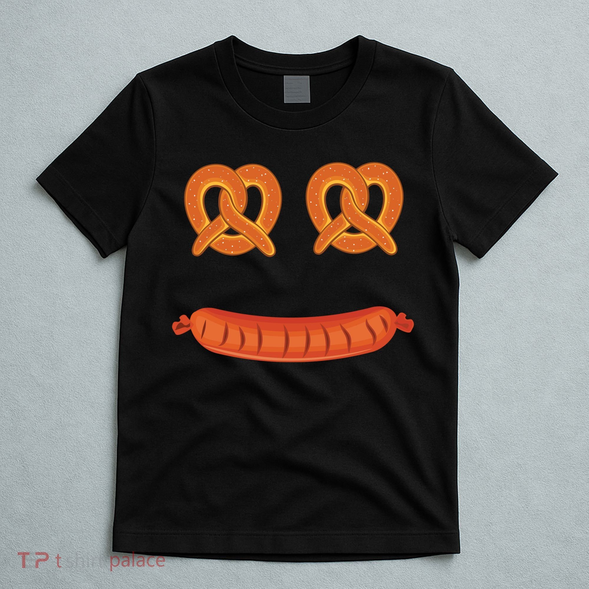Oktoberfest Pretzel Sausage Smiley Face T-Shirt