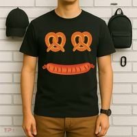 Oktoberfest Pretzel Sausage Smiley Face T-Shirt thumb 6