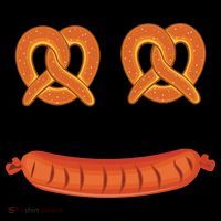 Oktoberfest Pretzel Sausage Smiley Face T-Shirt thumb 7
