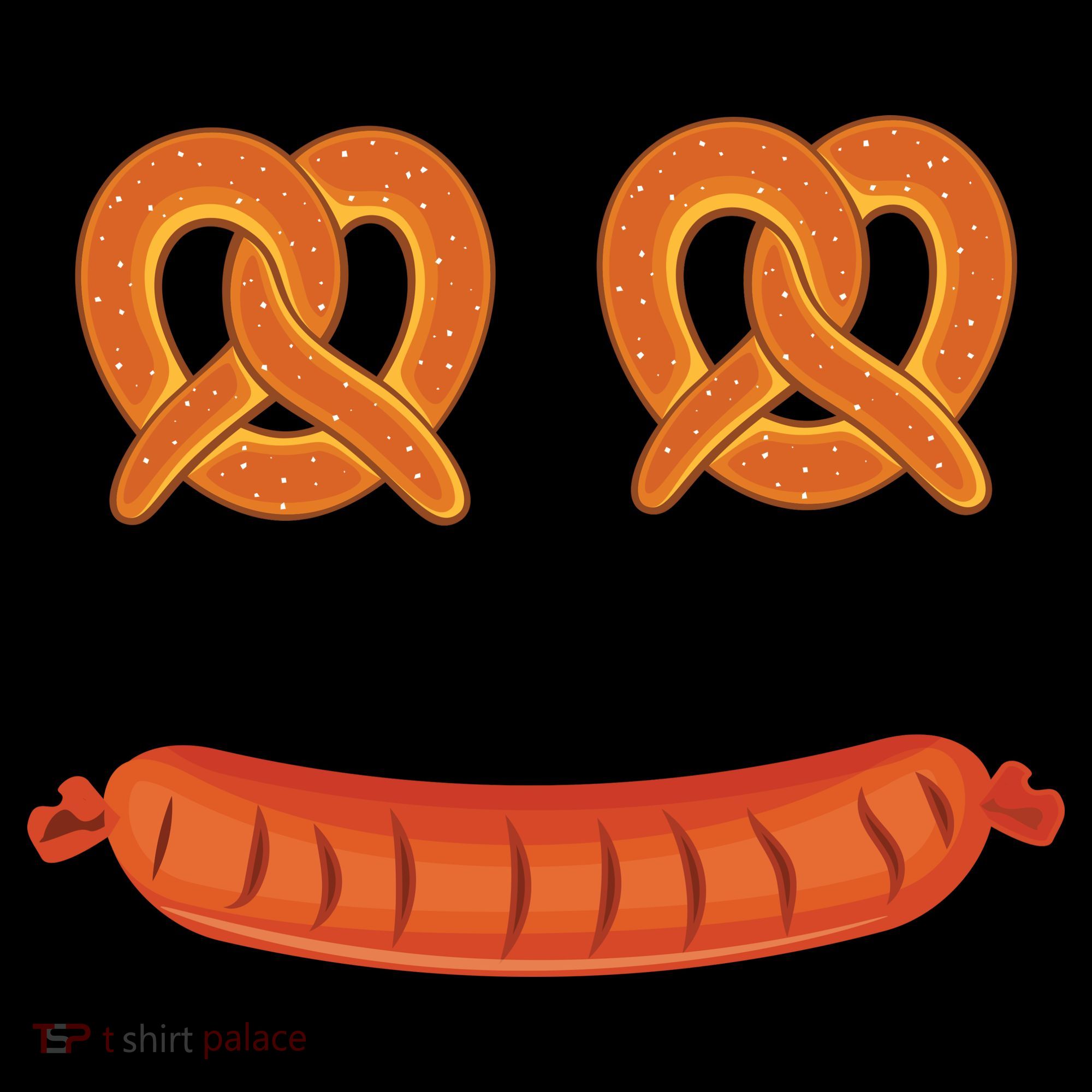 Oktoberfest Pretzel Sausage Smiley Face T-Shirt