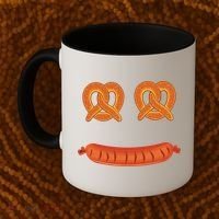 Oktoberfest Pretzel Sausage Smiley Face Coffee Mug thumb 2