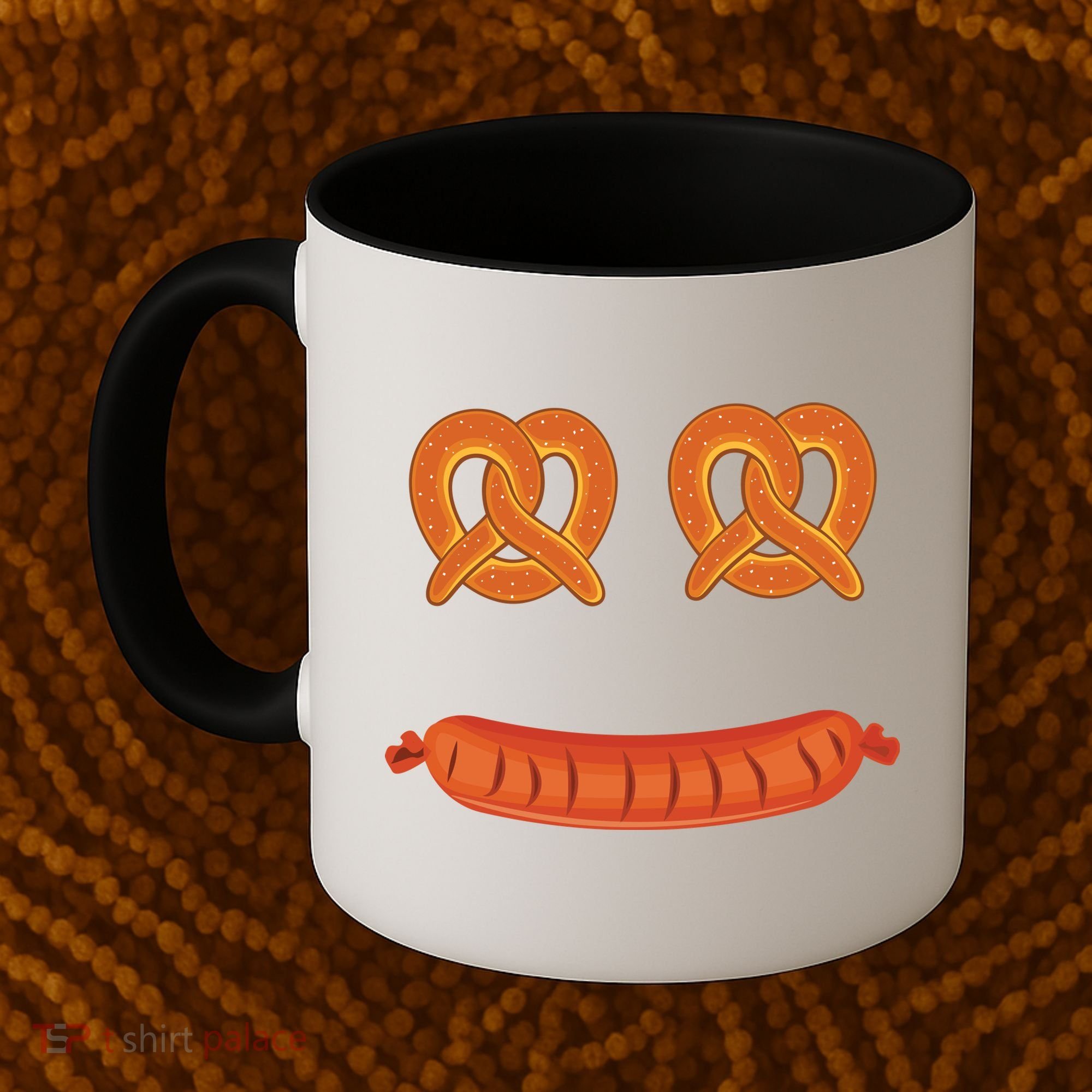 Oktoberfest Pretzel Sausage Smiley Face Coffee Mug