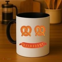 Oktoberfest Pretzel Sausage Smiley Face Coffee Mug thumb 4