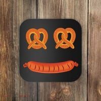 Oktoberfest Pretzel Sausage Smiley Face Coaster thumb 0