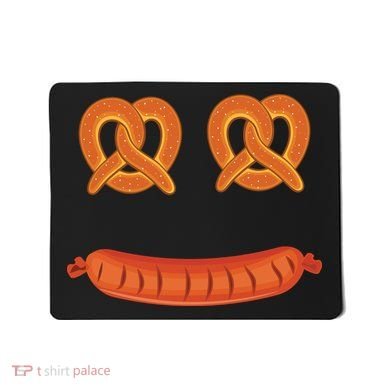 Oktoberfest Pretzel Sausage Smiley Face Mousepad