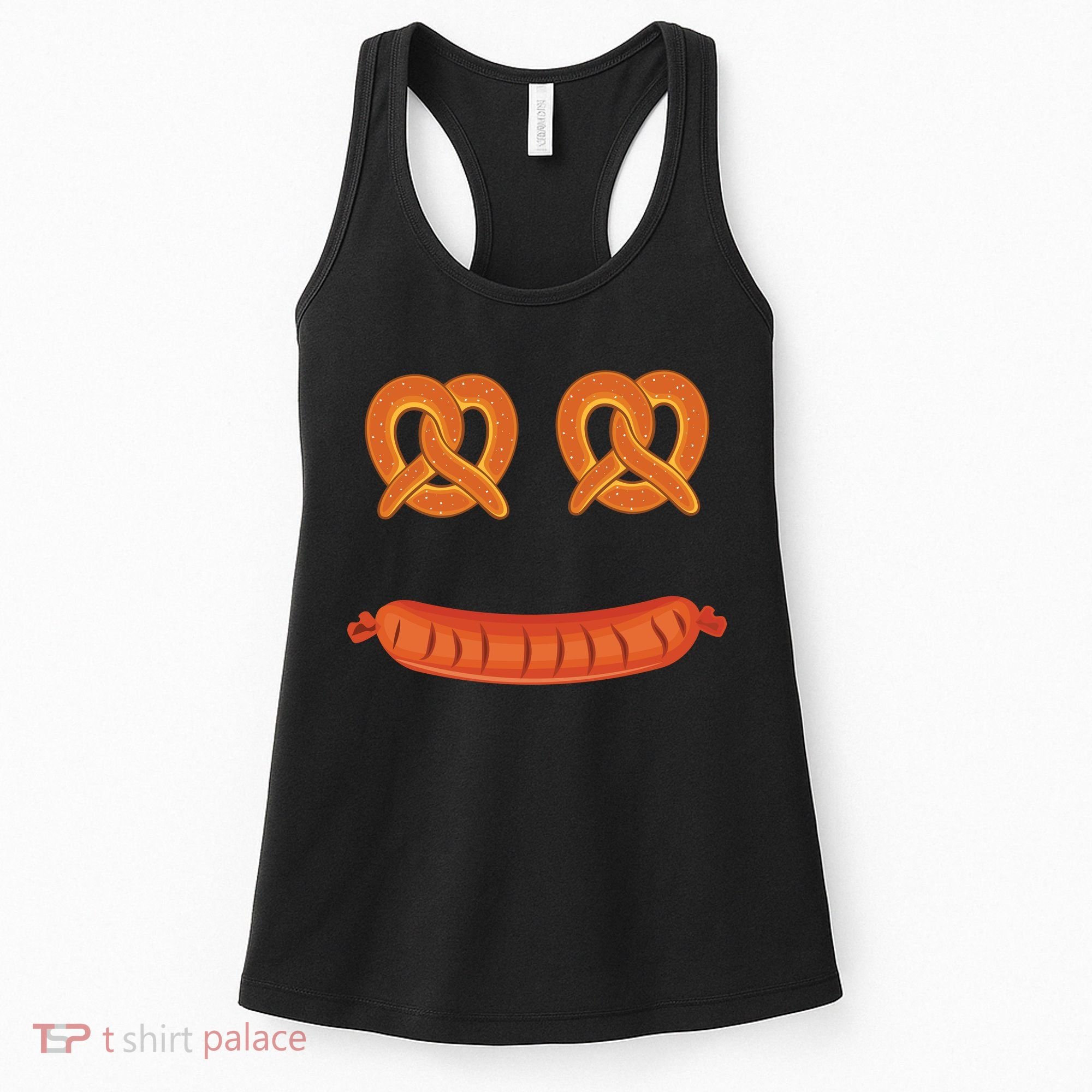 Oktoberfest Pretzel Sausage Smiley Face Women's Tank Top