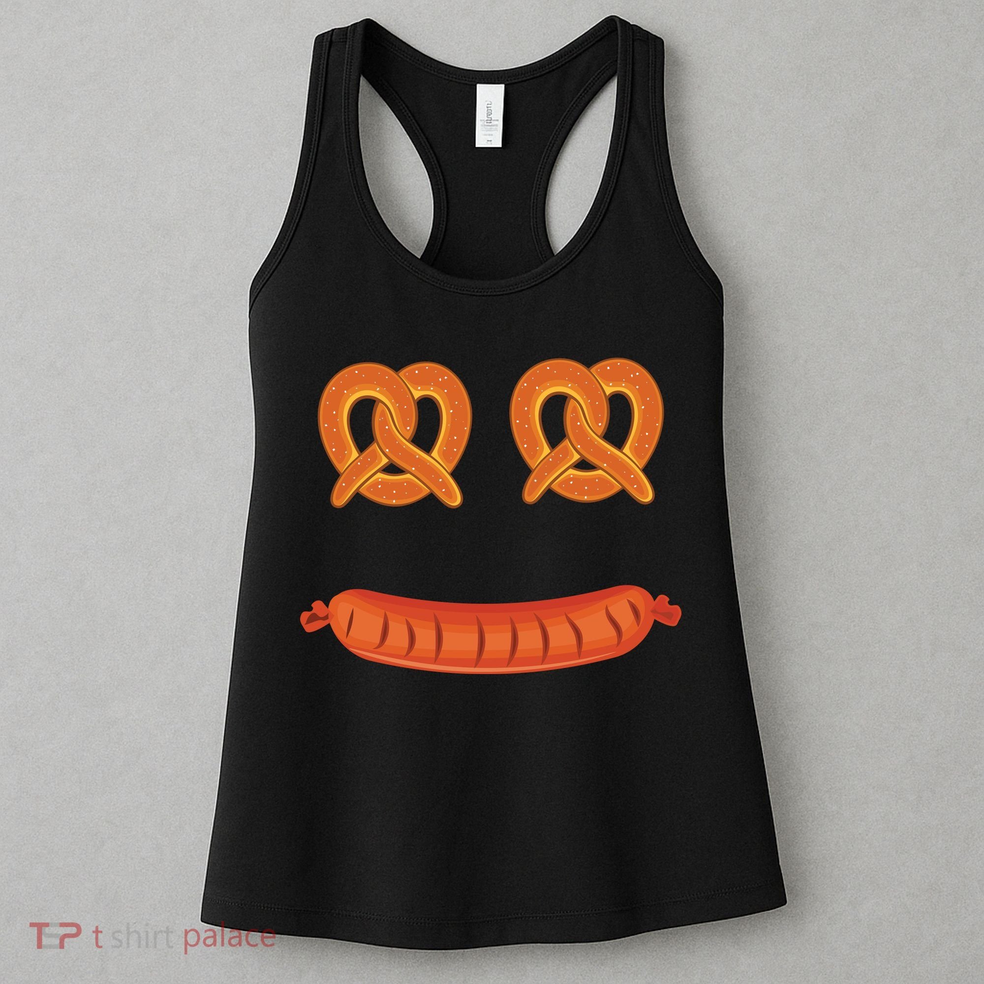 Oktoberfest Pretzel Sausage Smiley Face Women's Tank Top