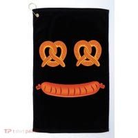 Oktoberfest Pretzel Sausage Smiley Face Golf Towel thumb 0