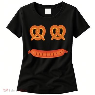 Oktoberfest Pretzel Sausage Smiley Face Women's T-Shirt