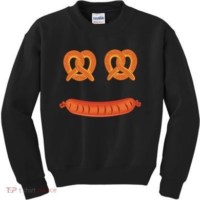 Oktoberfest Pretzel Sausage Smiley Face Kids Sweatshirt