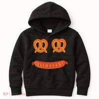 Oktoberfest Pretzel Sausage Smiley Face Kids Hoodie thumb 0