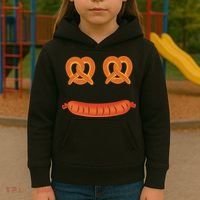 Oktoberfest Pretzel Sausage Smiley Face Kids Hoodie thumb 3