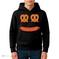 Oktoberfest Pretzel Sausage Smiley Face Kids Hoodie thumb 4