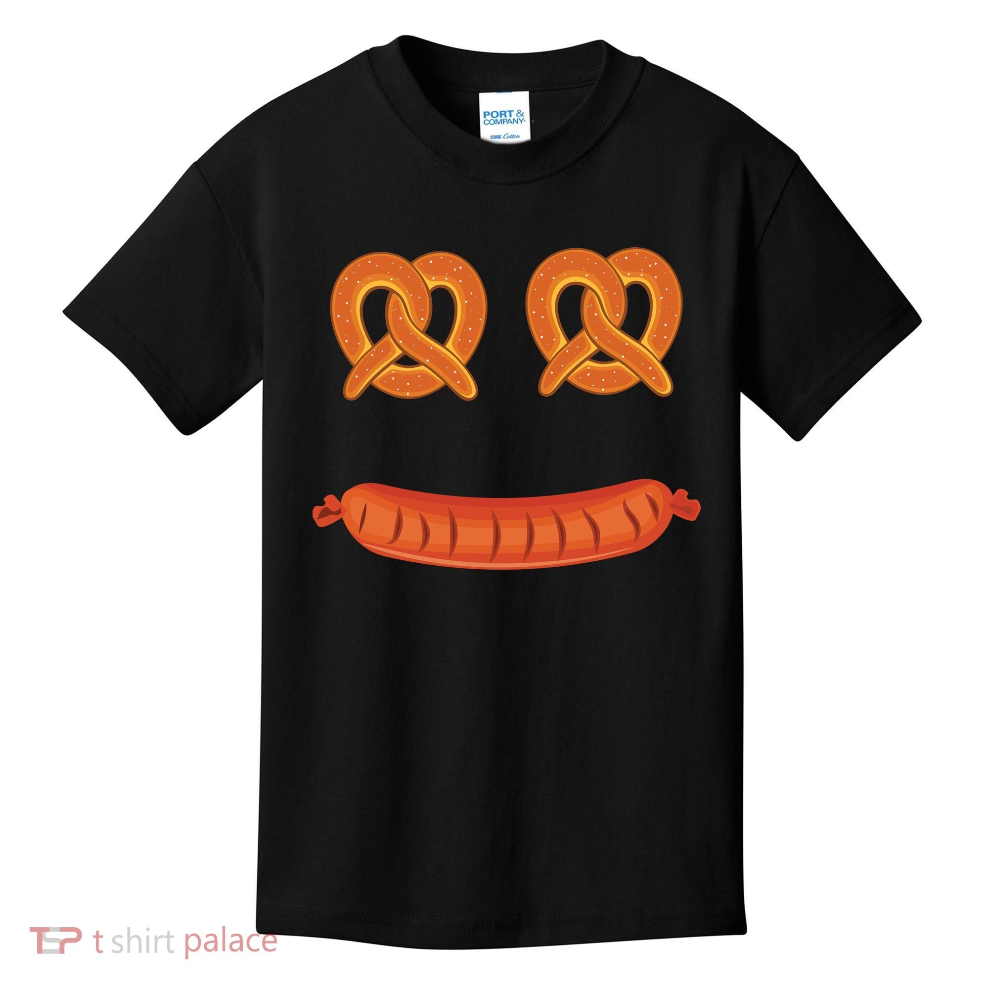 Oktoberfest Pretzel Sausage Smiley Face Kids T-Shirt