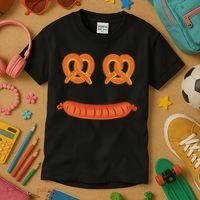 Oktoberfest Pretzel Sausage Smiley Face Kids T-Shirt thumb 3