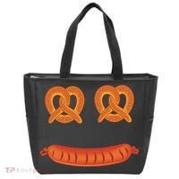 Oktoberfest Pretzel Sausage Smiley Face Tote Bag thumb 0