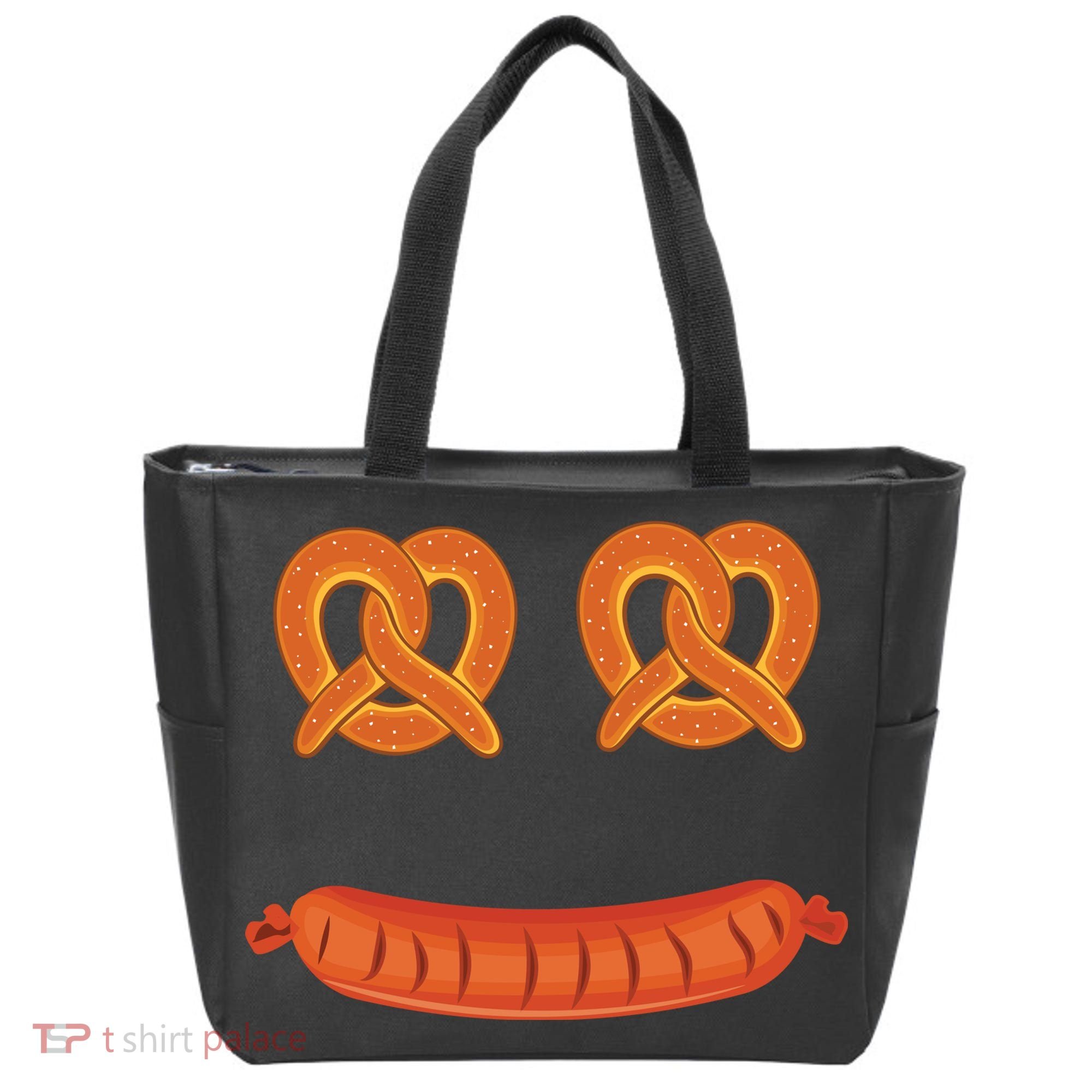 Oktoberfest Pretzel Sausage Smiley Face Tote Bag