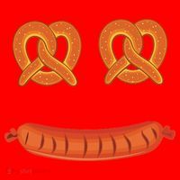 Oktoberfest Pretzel Sausage Smiley Face Santa Hat thumb 1