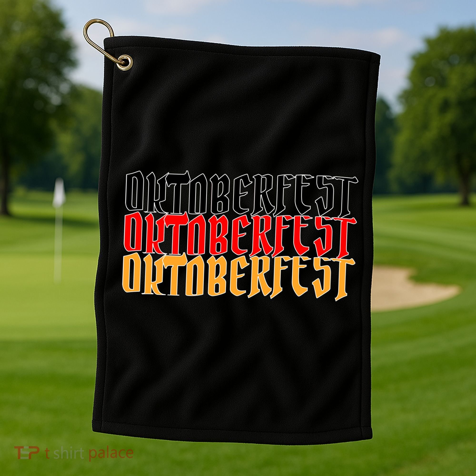 Oktoberfest Word Flag Logo Golf Towel