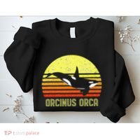 Orca Killer Whale Dolphin Marine Science Biologist Retro Sun Sweatshirt thumb 2