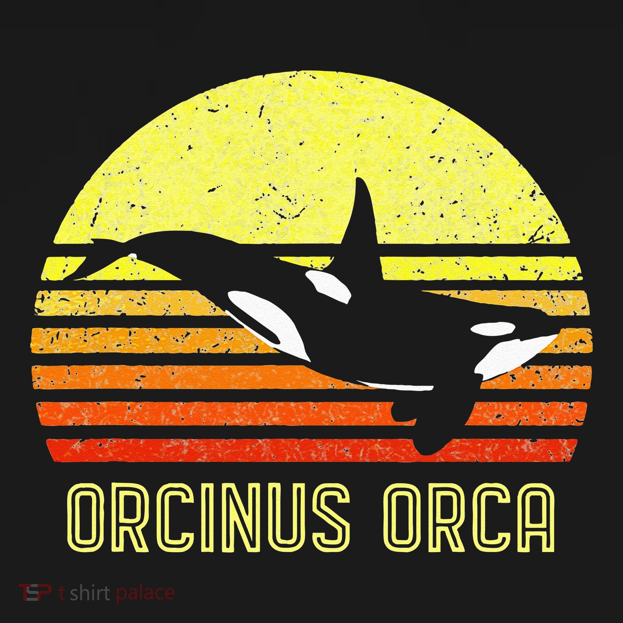 Orca Killer Whale Dolphin Marine Science Biologist Retro Sun T-Shirt