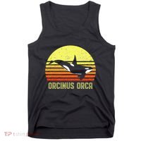 Orca Killer Whale Dolphin Marine Science Biologist Retro Sun Tank Top thumb 0