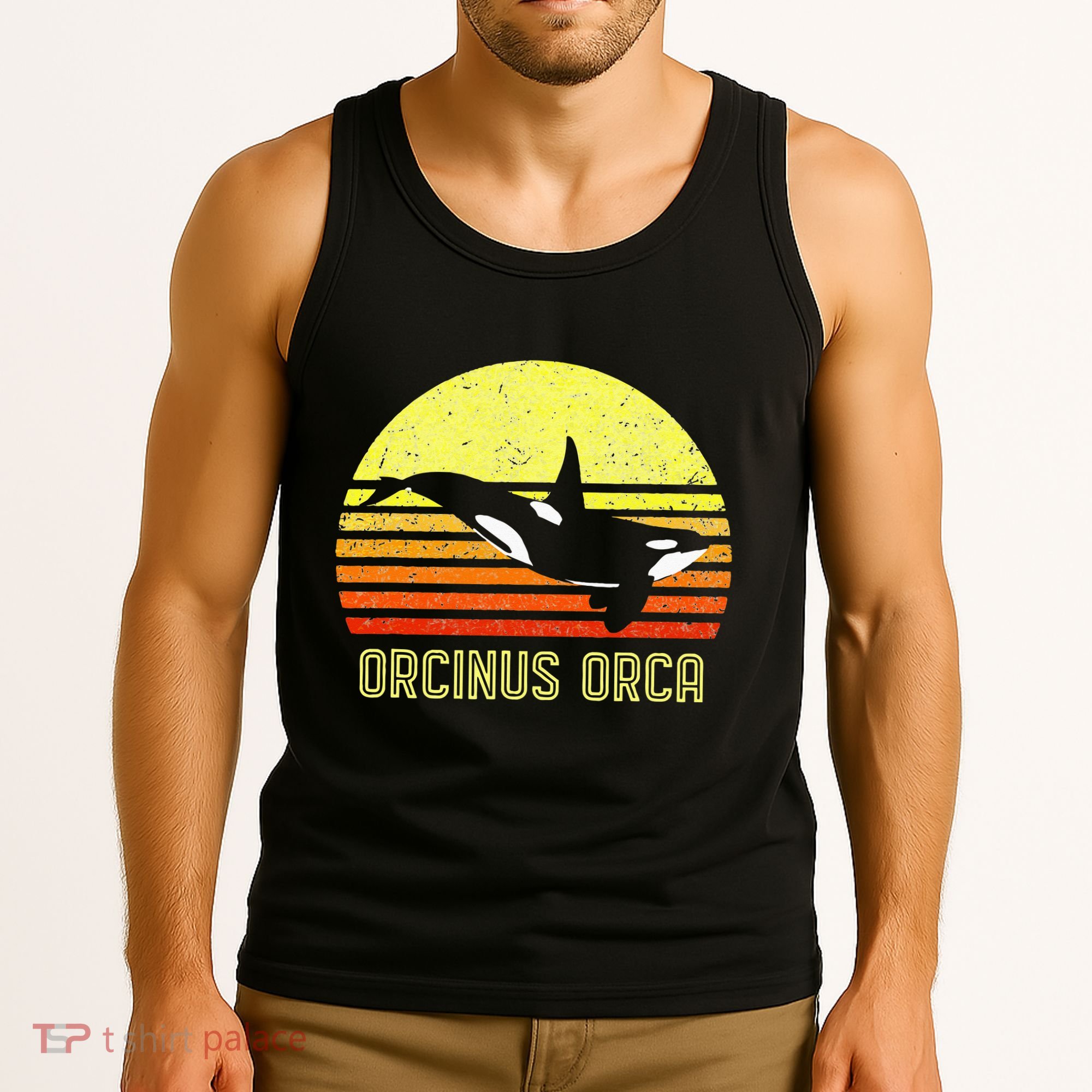 Orca Killer Whale Dolphin Marine Science Biologist Retro Sun Tank Top