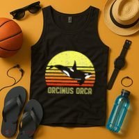 Orca Killer Whale Dolphin Marine Science Biologist Retro Sun Tank Top thumb 4