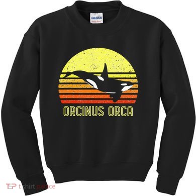 Orca Killer Whale Dolphin Marine Science Biologist Retro Sun Kids Sweatshirt