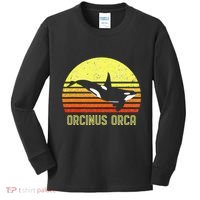Orca Killer Whale Dolphin Marine Science Biologist Retro Sun Kids Long Sleeve Shirt thumb 0