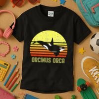 Orca Killer Whale Dolphin Marine Science Biologist Retro Sun Kids T-Shirt thumb 3