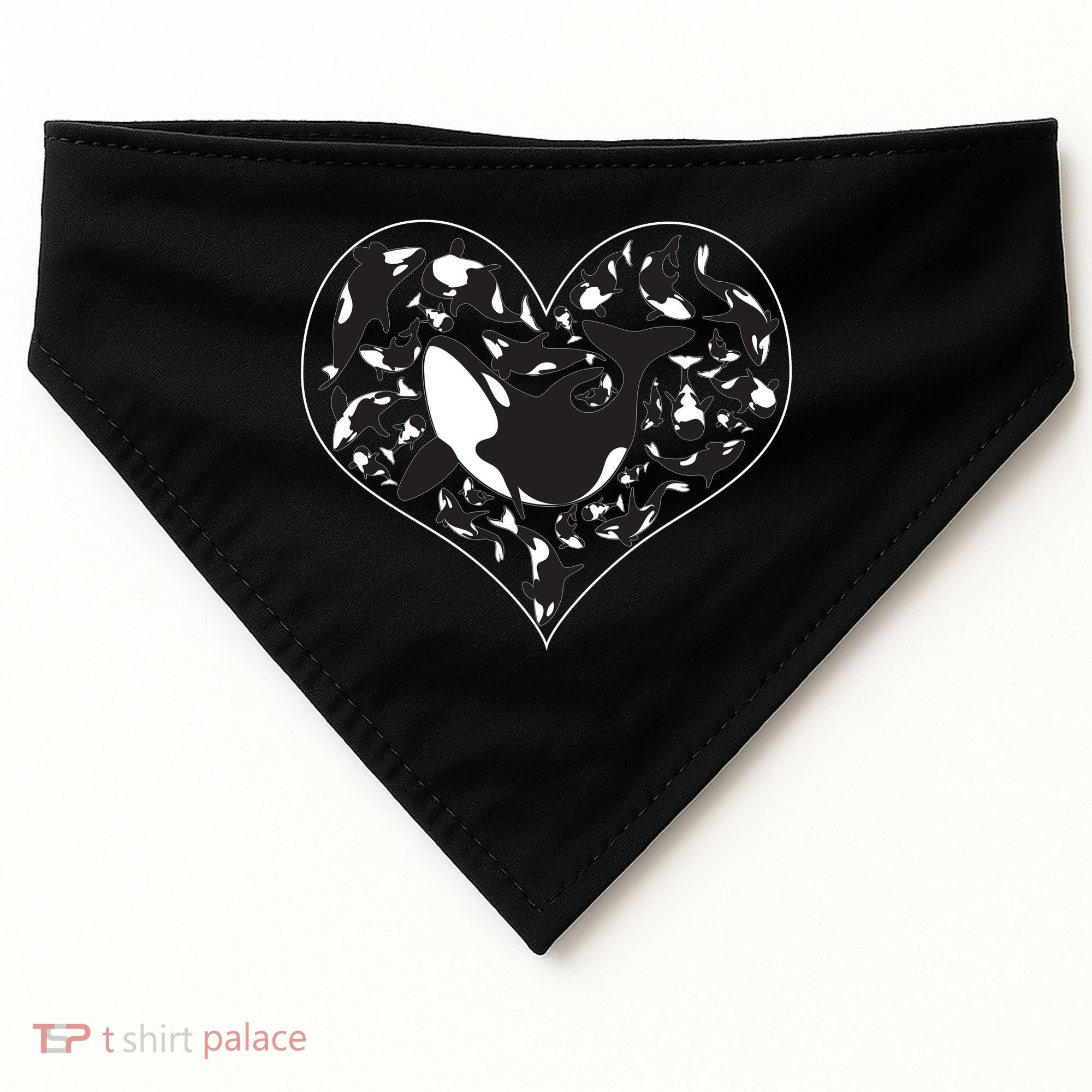 Orca Killer Whale Love USA-Made Doggie Bandana