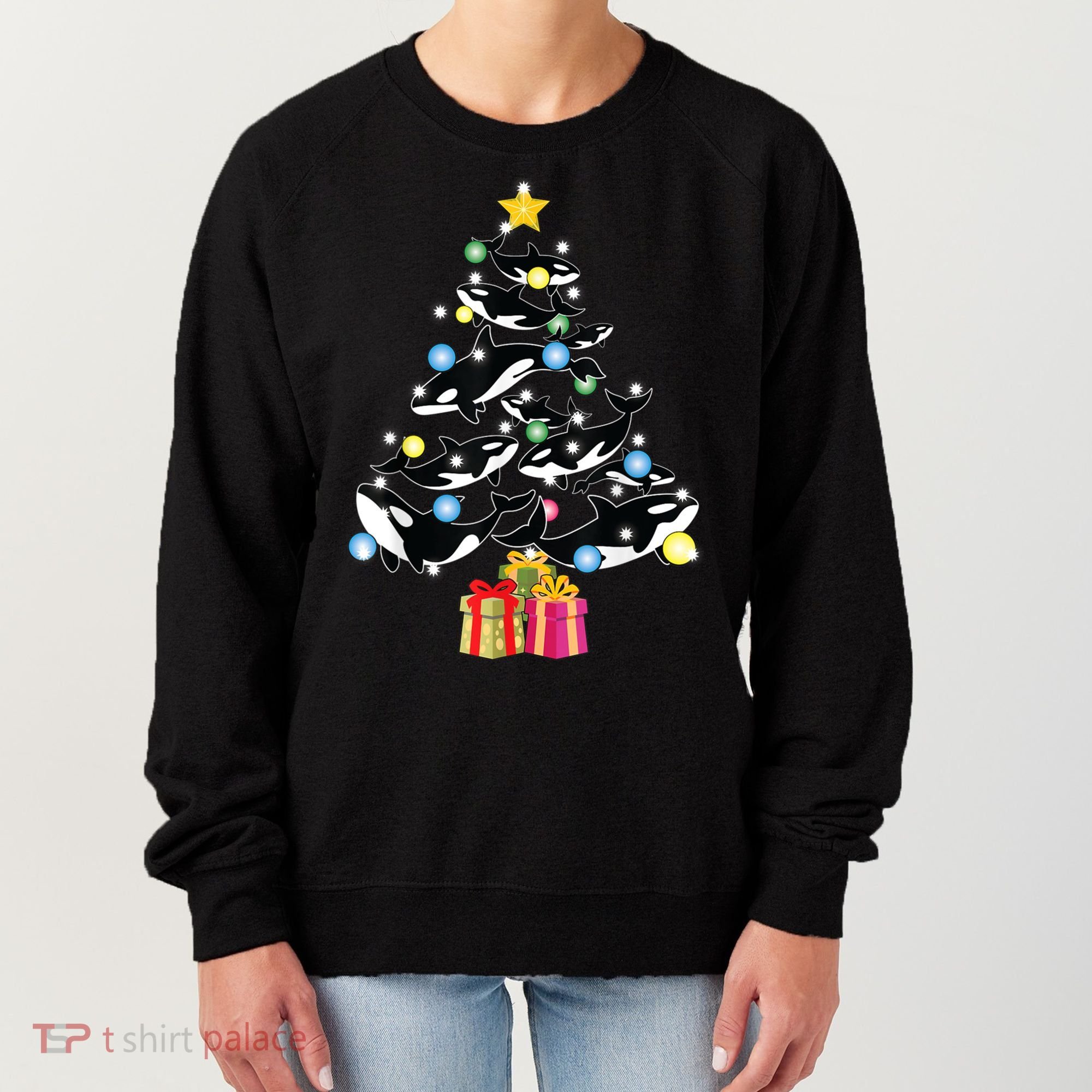 Orca Killer Whale Christmas Tree Orca Whales Lover Gift Women's Sweatshirt