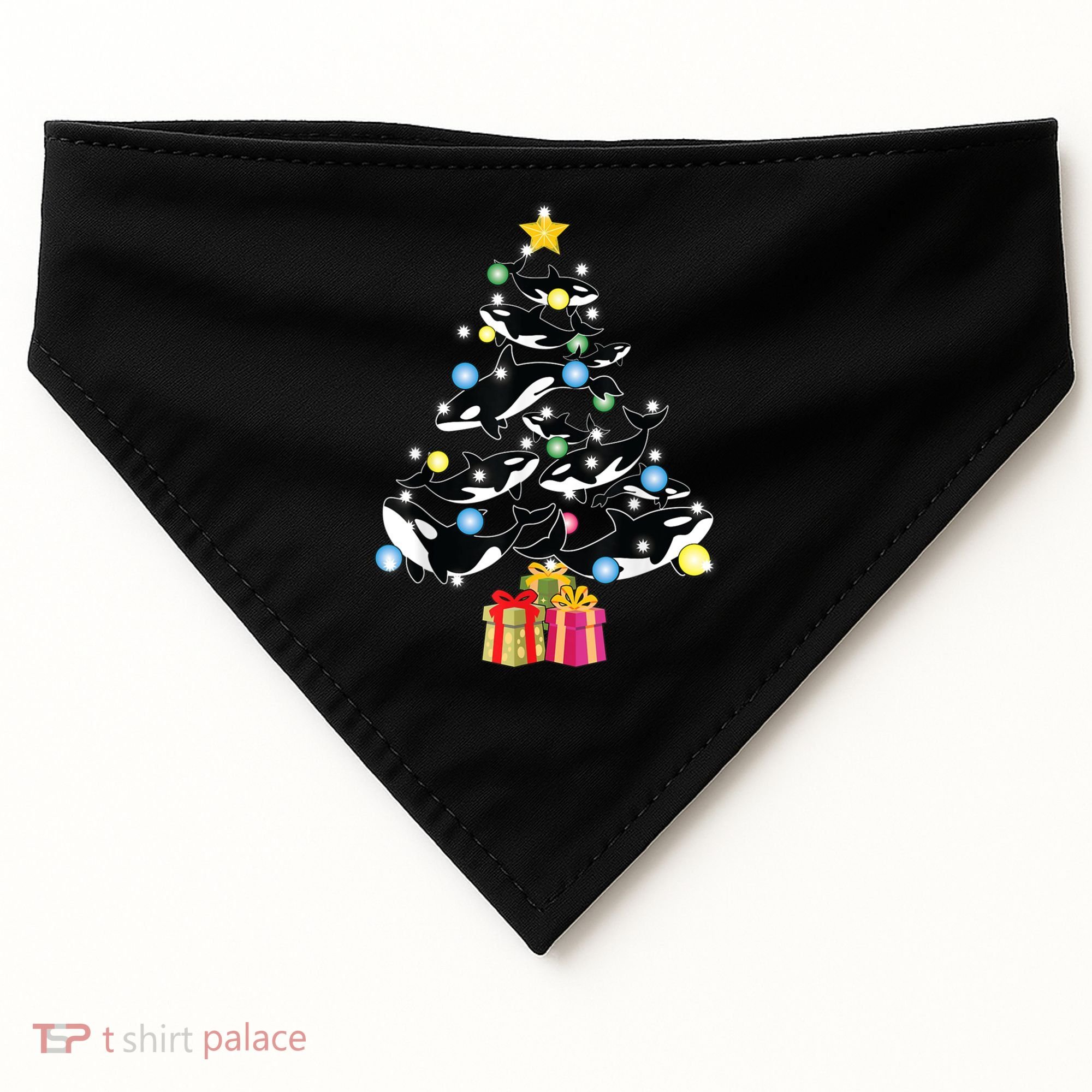 Orca Killer Whale Christmas Tree Orca Whales Lover Gift USA-Made Doggie Bandana