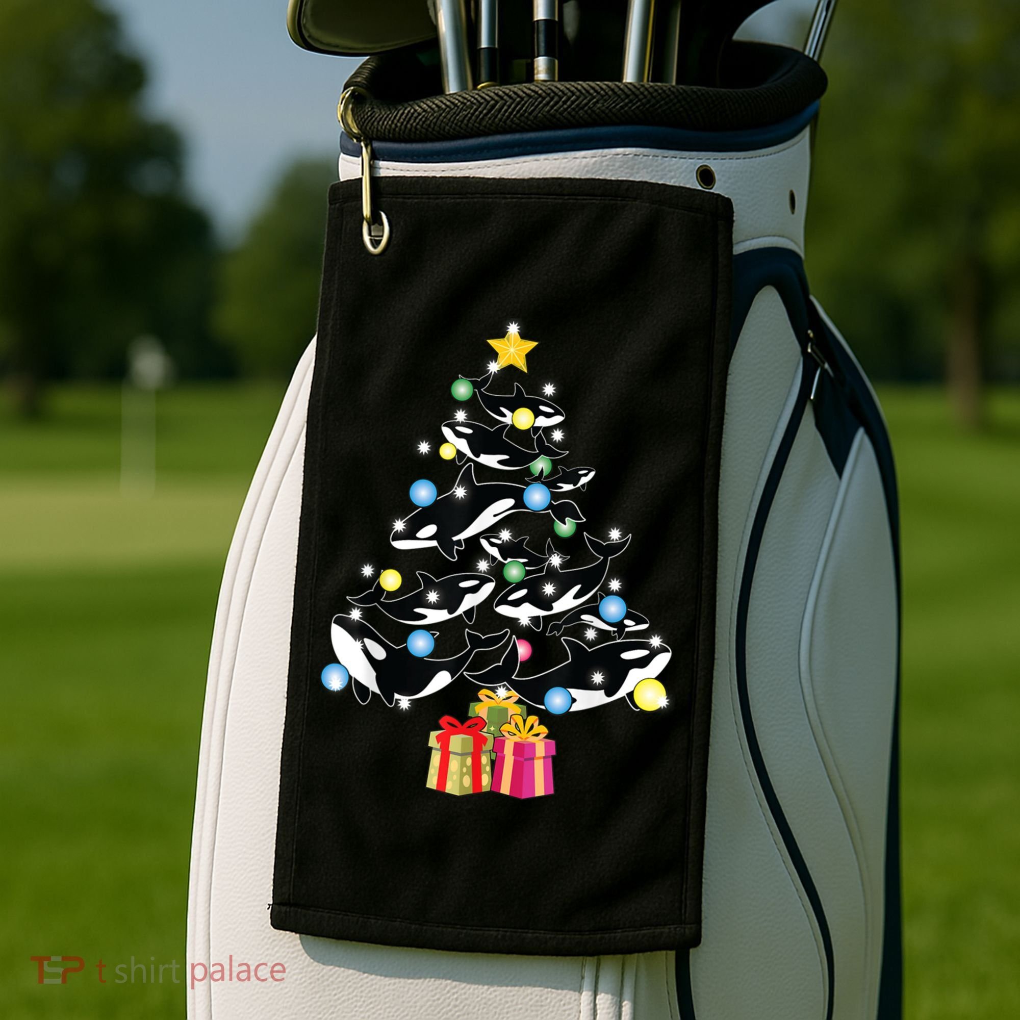 Orca Killer Whale Christmas Tree Orca Whales Lover Gift Golf Towel