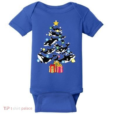 Orca Killer Whale Christmas Tree Orca Whales Lover Gift Baby Bodysuit