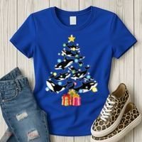 Orca Killer Whale Christmas Tree Orca Whales Lover Gift Women's T-Shirt thumb 3
