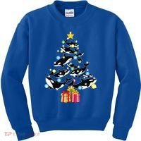 Orca Killer Whale Christmas Tree Orca Whales Lover Gift Kids Sweatshirt thumb 0